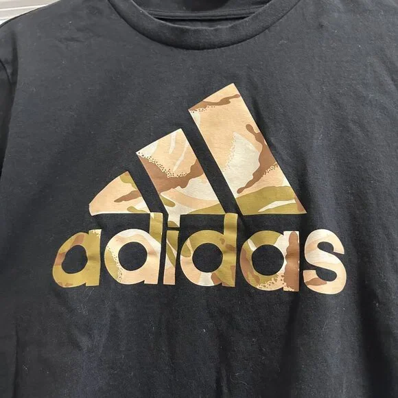 adidas Camouflage Logo Black Short Sleeve T-Shirt Men’s Size Small Military Army - Picture 4 of 15